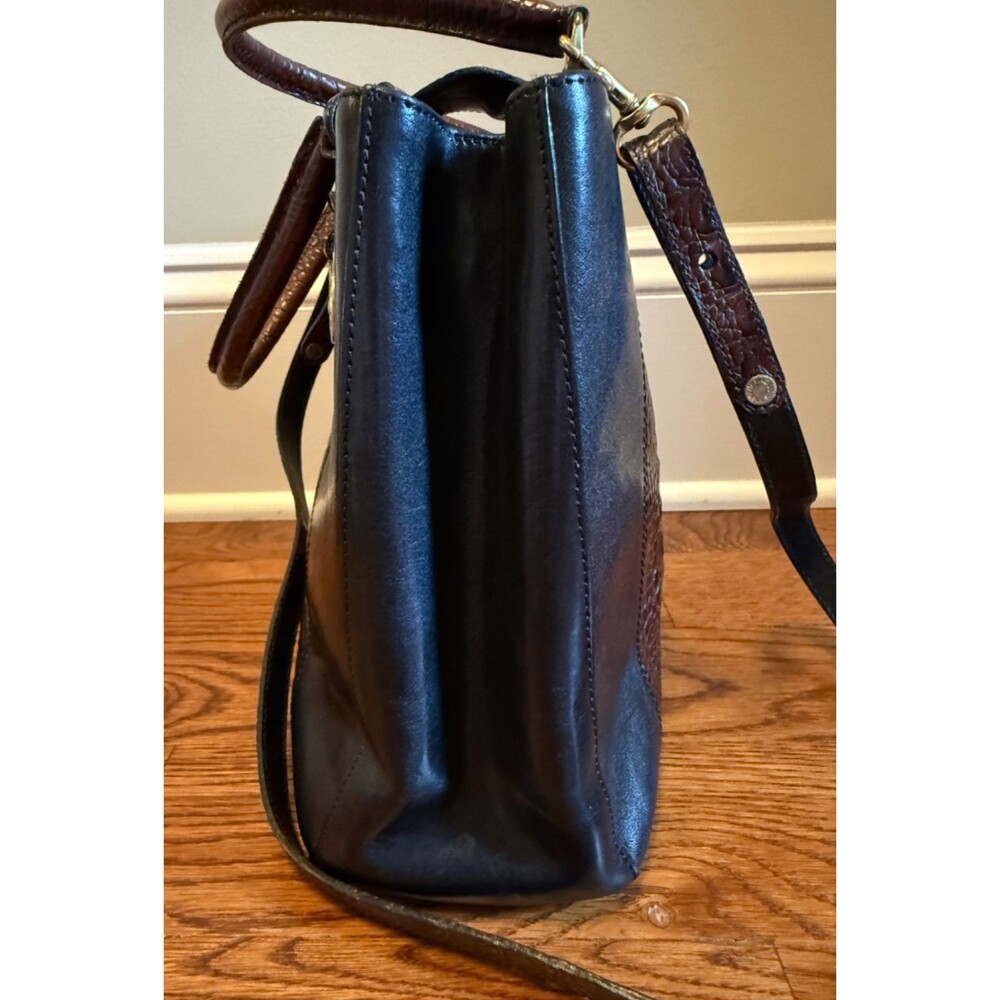 Vintage BRAHMIN Cecilia Black Tuscan Moc Croc Satchel Shoulder Purse 4471BK - Picture 5 of 16